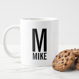Grande Tasse Monogramme et nom personnalisés modernes