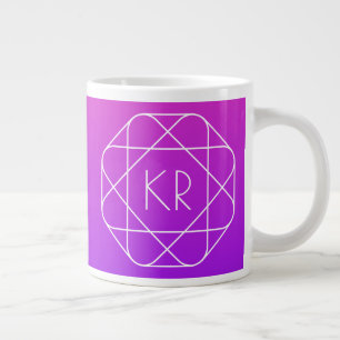 Grande Tasse Monogramme géométrique cool Magenta Violet Pourp