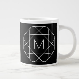 Grande Tasse Monogramme géométrique noir et blanc
