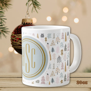 Grande Tasse Monogramme, Grand 600ml Arbres d'Hiver Rustiques