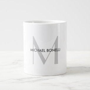 Grande Tasse Monogramme gris Noir Nom blanc