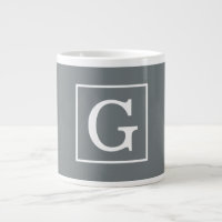 Monogramme Initial Cadre Gris Charbon Blanc