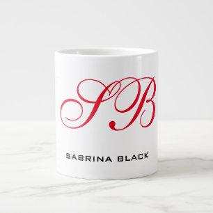 Grande Tasse Monogramme Initiales Nom Plain Moderne Minimaliste