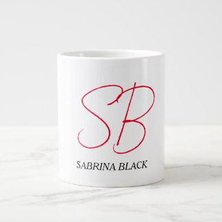 Grande Tasse Monogramme Initiales Nom Plain Moderne Minimaliste