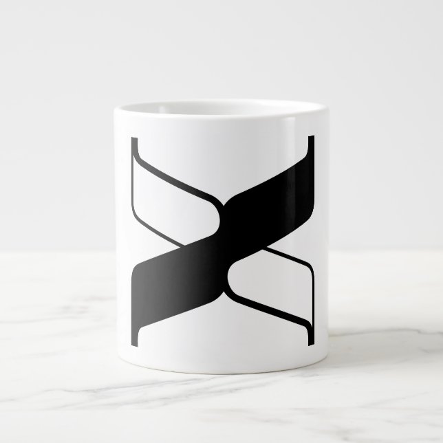 Grande Tasse Monogramme Lettre Élégante X (Devant)