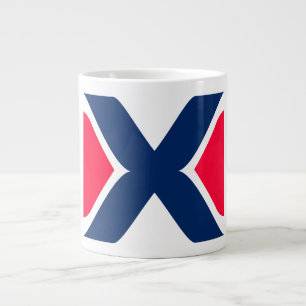 Grande Tasse Monogramme lettre X rouge et bleu