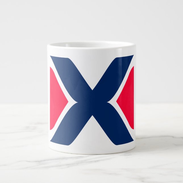 Grande Tasse Monogramme lettre X rouge et bleu (Devant)