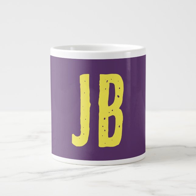 Grande Tasse Monogramme Lettres initiales Indigo Yellow Minimal (Devant)