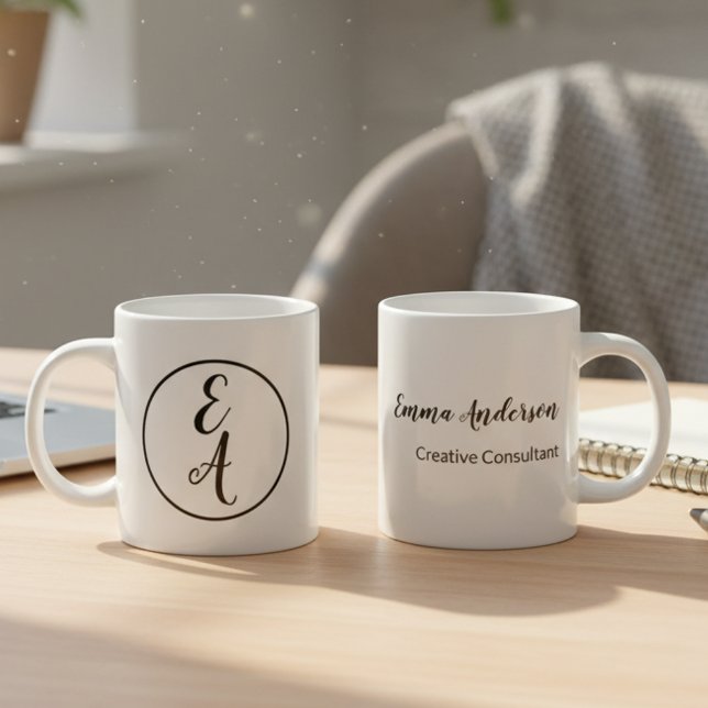 Grande Tasse Monogramme Moderne Minimaliste (Créateur téléchargé)