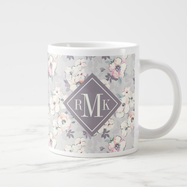 Grande Tasse Monogramme| Motif Aquarelle rose pâle (Droite)