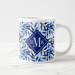 Grande Tasse Monogramme Motif d'encre d'aquarelle peinte à la