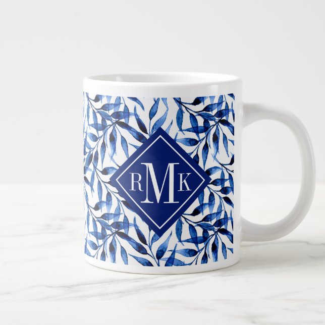 Grande Tasse Monogramme| Motif d'encre d'aquarelle peinte à la  (Droite)