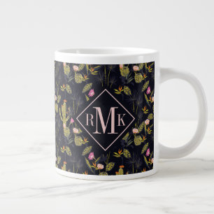 Grande Tasse Monogramme  Motif des cactus nocturnes d'été