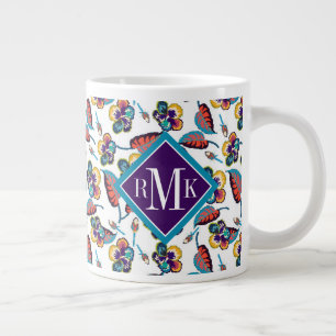 Grande Tasse Monogramme Motif d'Hibiscus lumineux
