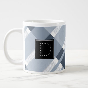 Grande Tasse Monogramme Motif rayé de la Marine bleue Jean