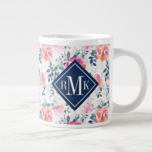 Grande Tasse Monogramme  Motif Rose peint