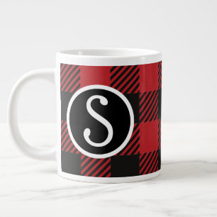 Grande Tasse Monogramme personnalisé de buffle rouge et noir