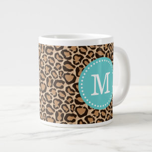 Grande Tasse Monogramme personnalisé Turquoise et Empreinte de