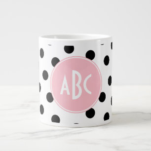 Grande Tasse Monogramme points noirs et blancs Rose