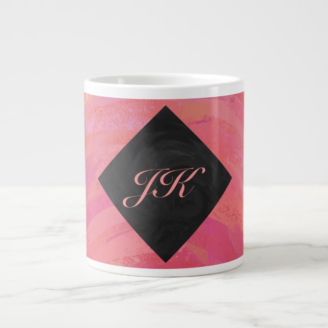 Grande Tasse Monogramme saumon Swirl (Devant)