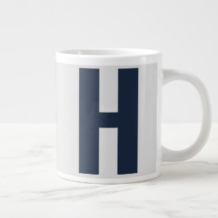 Grande Tasse Monogramme supérieur initial en gris argenté et 