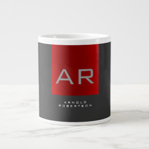 Grande Tasse Monogramme tendance gris élégant Ajouter un nom