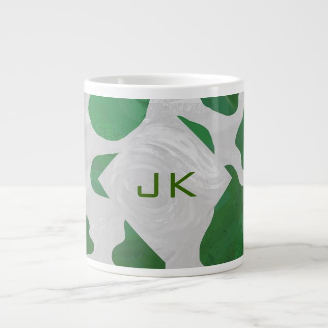 Grande Tasse Monogramme vert et blanc de vache (Devant)