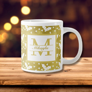 Grande Tasse Monographie botanique Gold Holly Noël