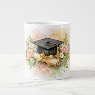 Grande Tasse Mortier de fin d'études avec motif floral