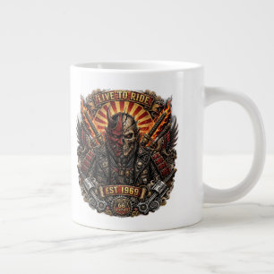 Grande Tasse Motard Oni Samouraï, Vivre Pour Rouler Établie 196