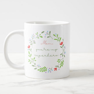 Grande Tasse Mother's day floral green superhero mom