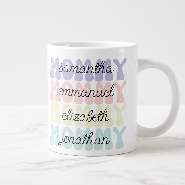 Grande Tasse Mother's Day Gift Mommy Retro Kids Names (Droite)