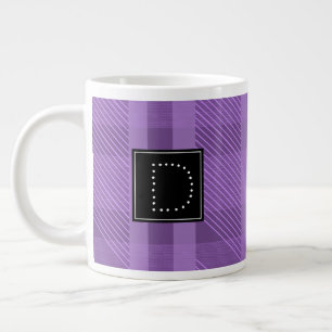 Grande Tasse Motif à carreaux violets rayés Monogramme