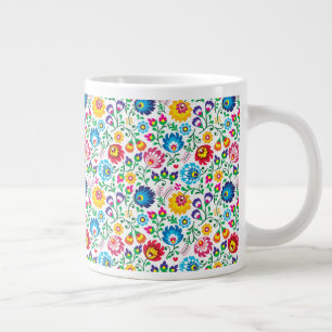 Grande Tasse Motif à fleurs d'art populaire 2