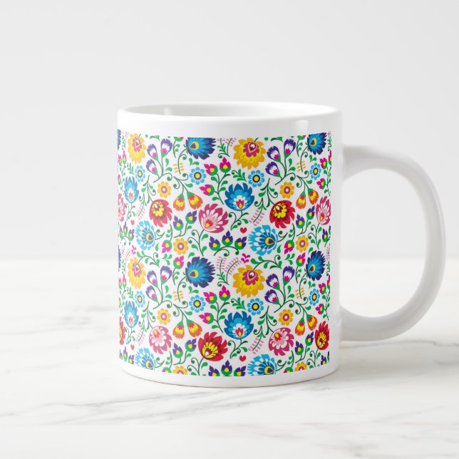 Grande Tasse Motif à fleurs d'art populaire 2 (Droite)