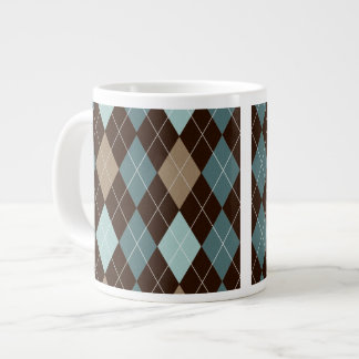 Grande Tasse Motif à motifs de losanges bleu et Brown de mode