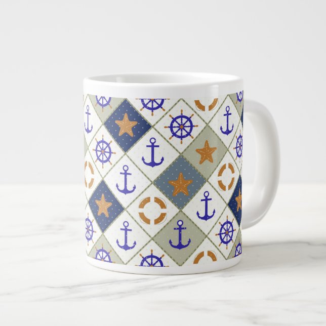 Grande Tasse Motif à thème marin 2 (Devant droit)