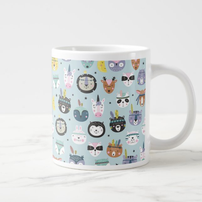 Grande Tasse Motif à visage tribal mignon (Droite)