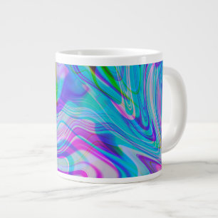 Grande Tasse Motif Abstrait Coloré Liquide Chromatique Bleu