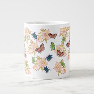 Grande Tasse Motif aquarelle de coléoptères et papillons