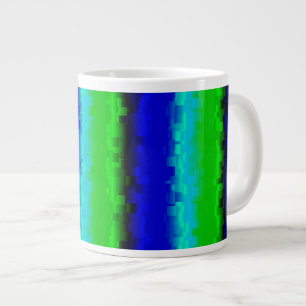 Grande Tasse Motif arc-en-ciel bleu vert abstrait 3D