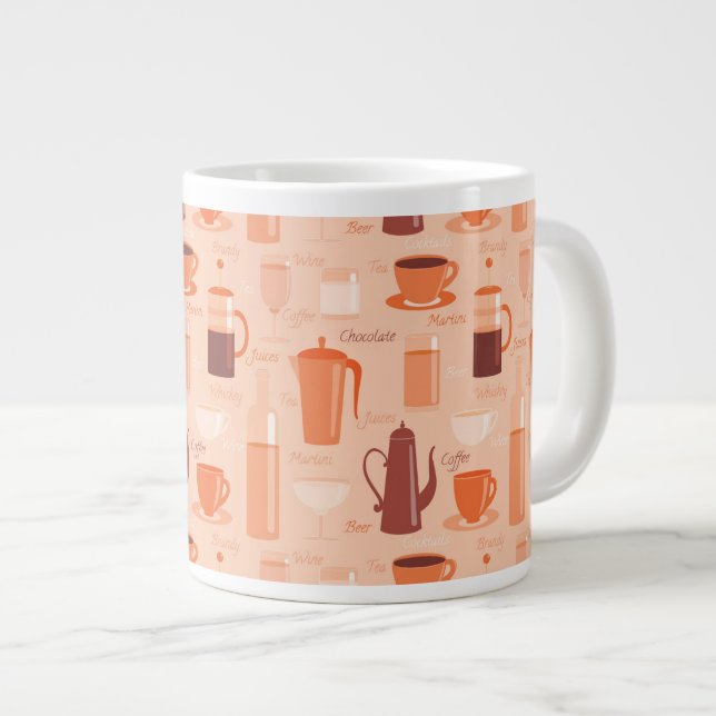 Grande Tasse Motif avec boissons et texte (Devant droit)