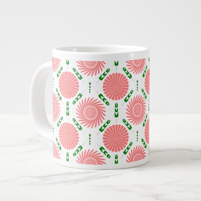 Grande Tasse motif avec fleurs roses (Devant gauche)
