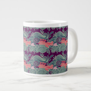 Grande Tasse Motif Avec Poisson Et Vague Violette