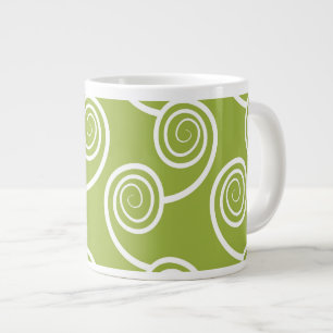 Grande Tasse Motif blanc à la mode de remous sur le vert