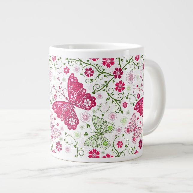Grande Tasse Motif blanc floral (Devant droit)