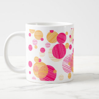 Grande Tasse Motif blanc rose et jaune Polka-point
