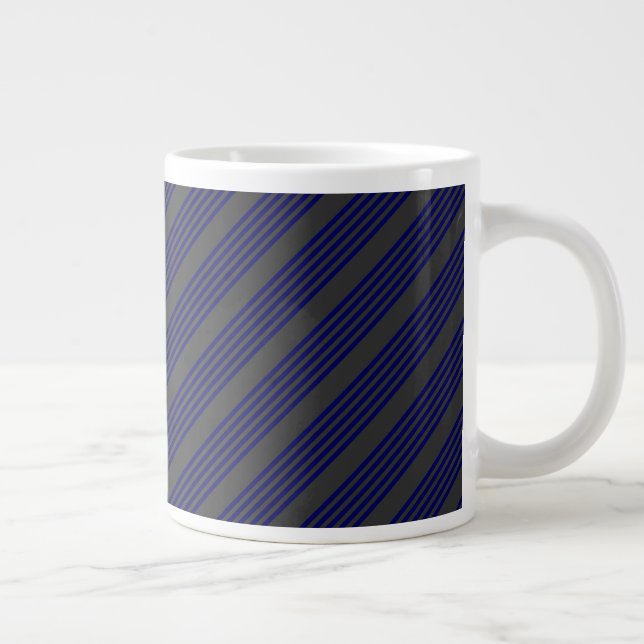 Grande Tasse Motif bleu marine et charbon cinq bandes (Droite)