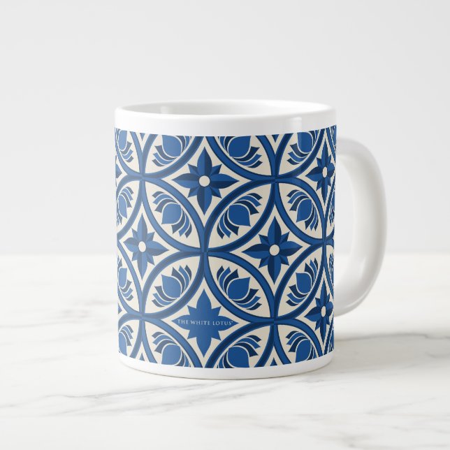 Grande Tasse Motif Carrelage Lotus Méditerranéen - Le Lotus Bla (Devant droit)