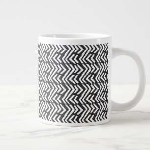 Grande Tasse Motif Chevron tiré à la main noire